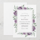 Invitation Mariage Violet Verdure (Devant / Derrière)