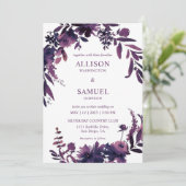 Invitation Mariage violet violet orchidée blanche personnalis (Debout devant)
