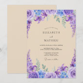 Invitation Mariage Violet Wisteria (Devant / Derrière)