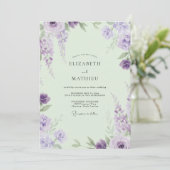 Invitation Mariage Violet Wisteria Menthe (Debout devant)