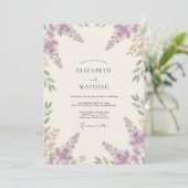 Invitation Mariage Violet Wisteria Sprig (Debout devant)