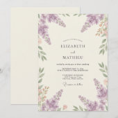 Invitation Mariage Violet Wisteria Sprig (Devant / Derrière)