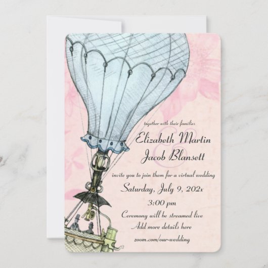 Invitation Mariage virtuel à air chaud vintage (Devant)