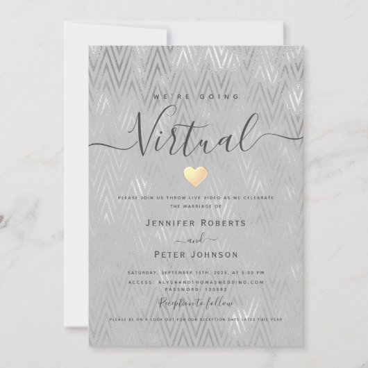 Invitation Mariage Virtuel Argent (Devant)