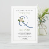 Invitation Mariage virtuel bleu foncé bleu sauge vert (Debout devant)