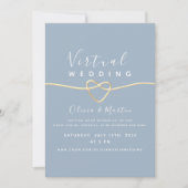 Invitation Mariage Virtuel Bleu Poussiéreux (Devant)