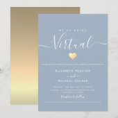 Invitation Mariage Virtuel Bleu Poussiéreux (Devant / Derrière)