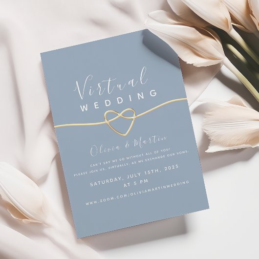 Invitation Mariage Virtuel Bleu Poussiéreux