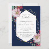 Invitation Mariage virtuel Blush Burgundy Gold Navy Blue (Devant)