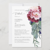 Invitation Mariage virtuel Blush Pink Burgundy Folial Folio (Devant)