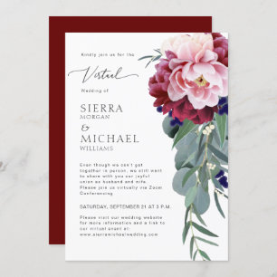 Invitation Mariage virtuel Blush Pink Burgundy Folial Folio
