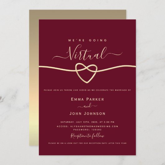 Invitation Mariage virtuel Bourgogne (Devant / Derrière)