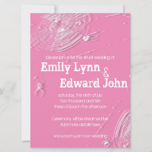 Invitation Mariage virtuel Cobwebs et araignées blanches (Devant)