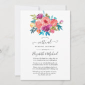 Invitation Mariage virtuel corail, turquoise et violet (Devant)