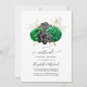Invitation Mariage virtuel Dark Emerald et Gold Floral (Devant)