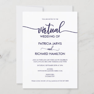 Invitation Mariage Virtuel de Calligraphie Élégante Simple