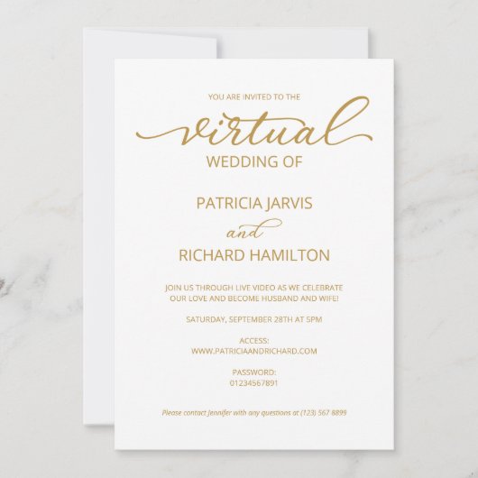 Invitation Mariage Virtuel de Calligraphie Élégante Simple (Devant)