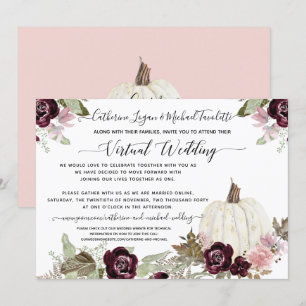 Invitation Mariage Virtuel de Citrouille Florale Rouge Bourgo
