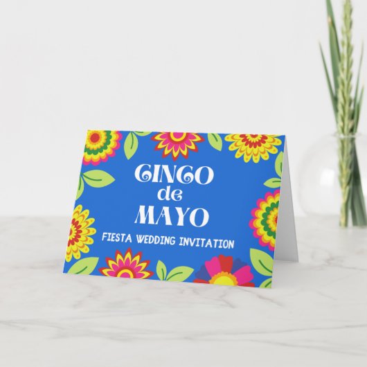 Invitation Mariage Virtuel de Fête Mexicaine Florale Colorée (Devant)