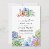 Invitation Mariage Virtuel de Fleurs Succulentes à la Mode en (Devant)