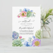 Invitation Mariage Virtuel de Fleurs Succulentes à la Mode en (Debout devant)