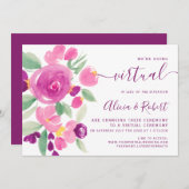 Invitation Mariage virtuel de l'aquarelle prune violette mode (Devant / Derrière)