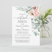 Invitation Mariage virtuel des pépites florales roses et beig (Debout devant)