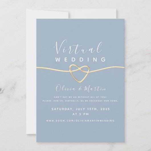 Invitation Mariage virtuel Dusty Blue (Devant)