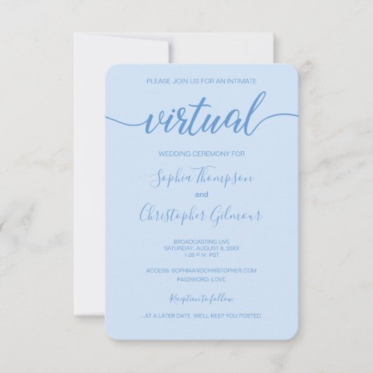 Invitation Mariage VIRTUEL Dusty Blue Chic Custom (Devant)