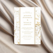 Invitation Mariage virtuel élégant en marbre blanc et or