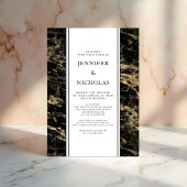 Invitation Mariage virtuel élégant en marbre doré