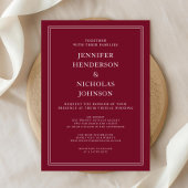 Invitation Mariage Virtuel Élégant Formel Bourgogne