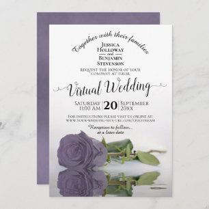 Invitation Mariage virtuel élégant Lilac ou Dusty Purple Rose