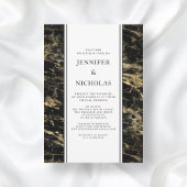 Invitation Mariage Virtuel Élégant Marbre Or