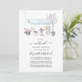 Invitation Mariage Virtuel en ligne à Paris en Aquarelle (Debout devant)