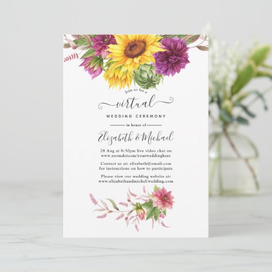Invitation Mariage Virtuel en Ligne au Soleil Rustique (Debout devant)