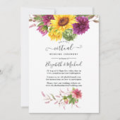 Invitation Mariage Virtuel en Ligne au Tournesol Rustique (Devant)