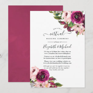 Invitation Mariage virtuel en ligne avec des fleurs de couleu