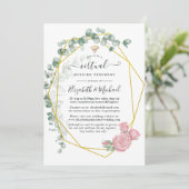 Invitation Mariage virtuel en ligne Eucalyptus Rose (Debout devant)