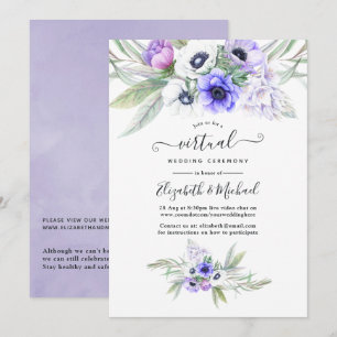 Invitation Mariage Virtuel En Ligne Fleurs Violettes Pastel