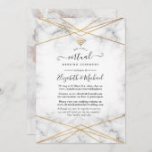 Invitation Mariage virtuel en ligne Géométrique en marbre d'o (Devant / Derrière)