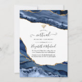 Invitation Mariage virtuel en ligne Marine et Gold Agate (Devant)