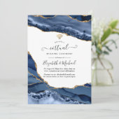 Invitation Mariage virtuel en ligne Marine et Gold Agate (Debout devant)