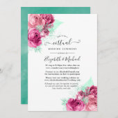 Invitation Mariage virtuel en ligne rose et menthe (Devant / Derrière)