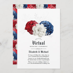 Invitation Mariage virtuel en ligne rouge blanc et bleu améri