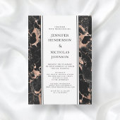 Invitation Mariage virtuel en marbre noir et Rose