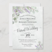 Invitation Mariage virtuel Eucalyptus Lavender & Green (Devant)