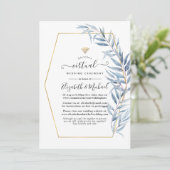 Invitation Mariage virtuel Feuille Eucalyptus géométrique (Debout devant)