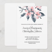 Invitation Mariage Virtuel Fleurs Roses et Grises Aquarelle (Devant / Derrière)