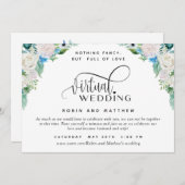 Invitation Mariage virtuel Floral Blanc et Vert en ligne (Devant / Derrière)